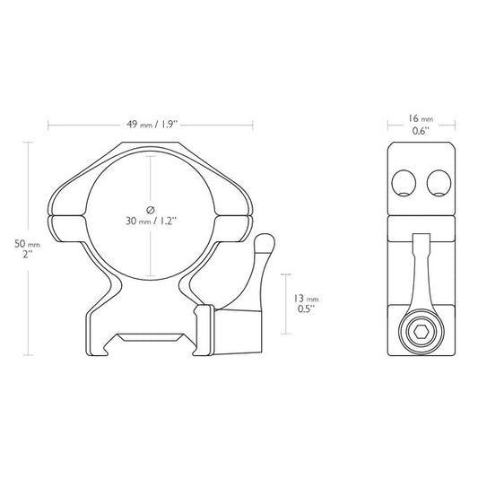Кольца Hawke Precision Fast Release 30mm/Weaver/High (23017)