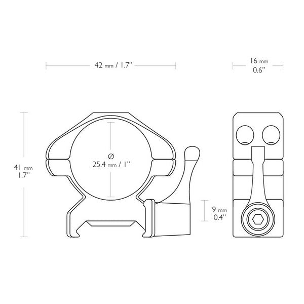 Кольца Hawke Precision Fast Release 1"/Weaver/Med (23011)
