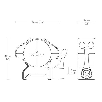 Кольца Hawke Precision Fast Release 1"/Weaver/Med (23011)