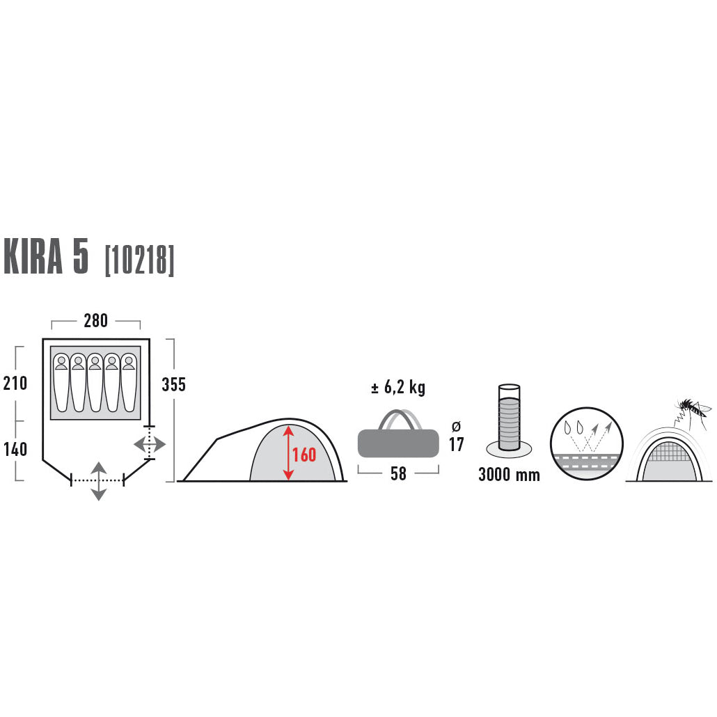 Палатка High Peak Kira 5 Dark Grey/Red (10218)