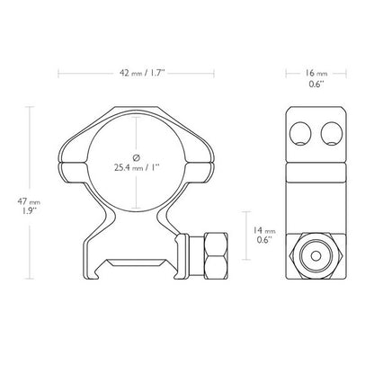 Кольца Hawke Precision 1"/Weaver/High (23002)