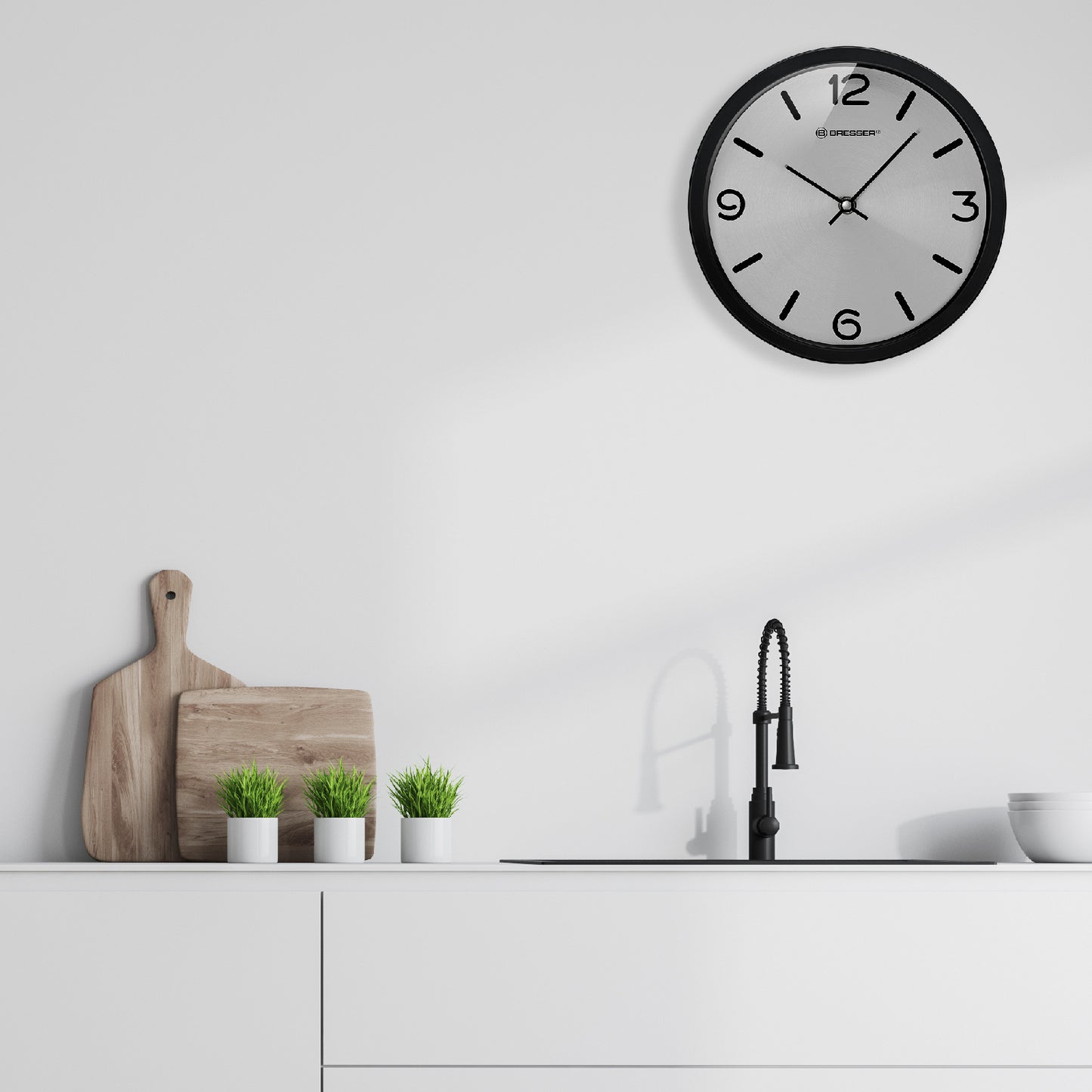 Часы настенные Bresser MyTime Silver Edition Wall Clock Black (8020316CM3000)