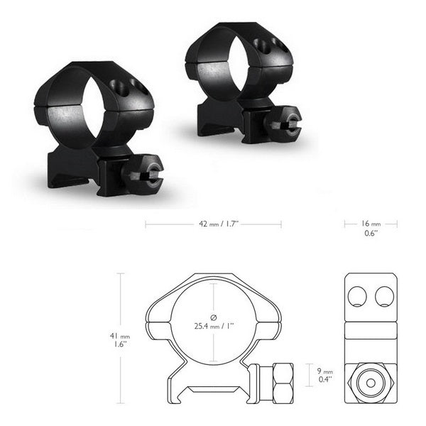 Кольца Hawke Precision 1"/Weaver/Med (23001)