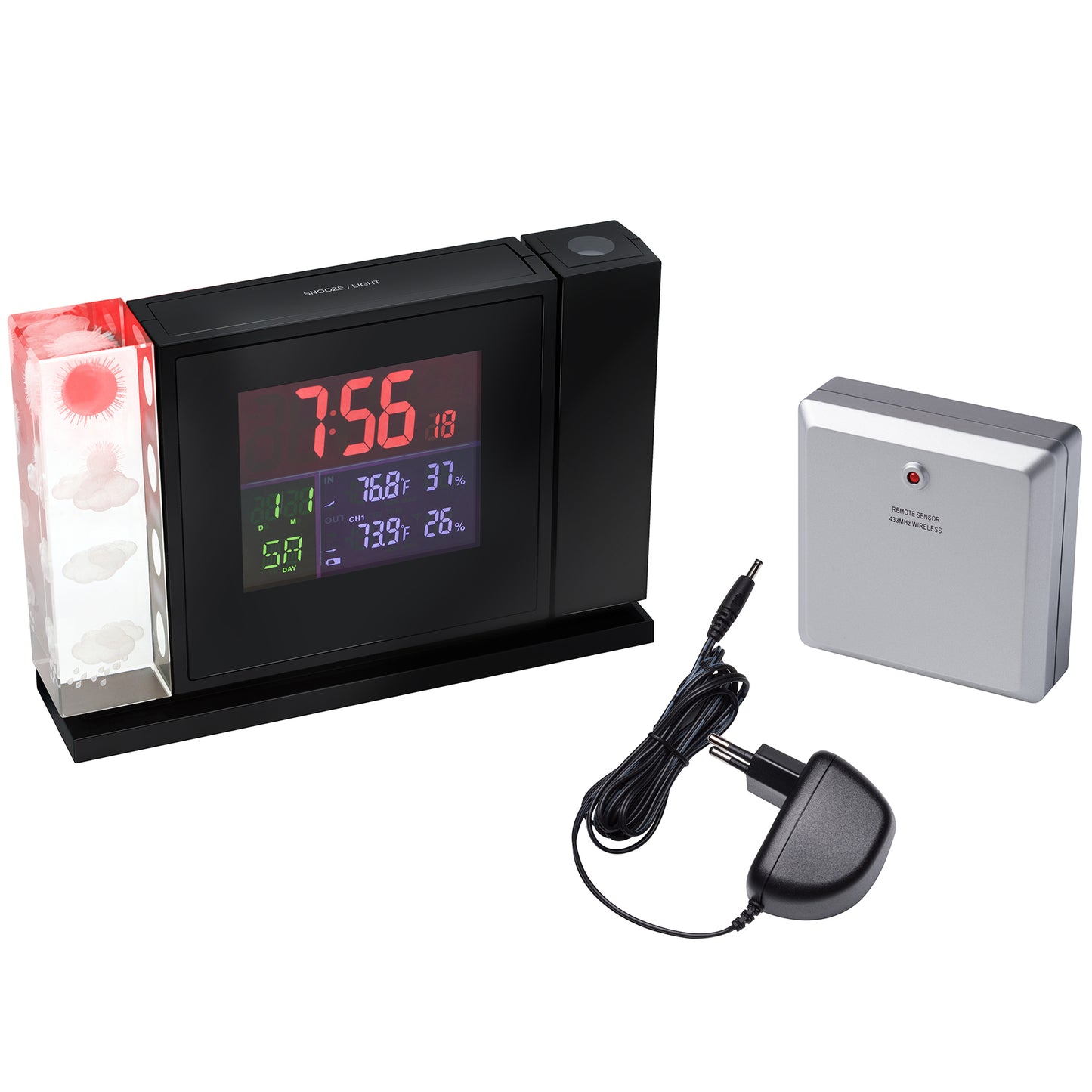 Метеостанція Bresser MyTime Crystal P Color Projection Alarm Clock and Weather Stations Black (7060100) Refurbished