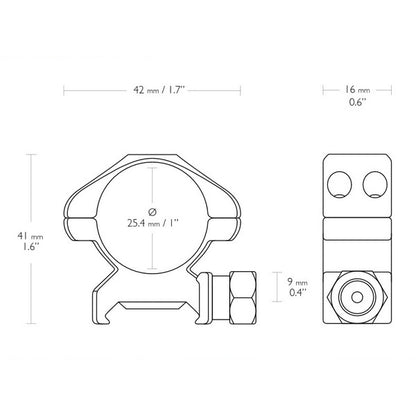 Кольца Hawke Precision 1"/Weaver/Med (23001)
