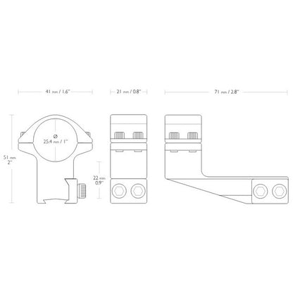 Кольца Hawke Reach Forward 1"/9-11mm/High (extension 2") (22121)