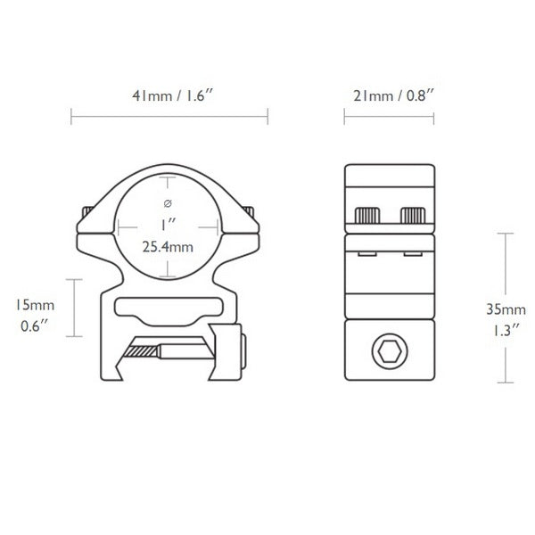 Кольца Hawke Reach Forward 1"/Weaver/High (extension 2") (22125)