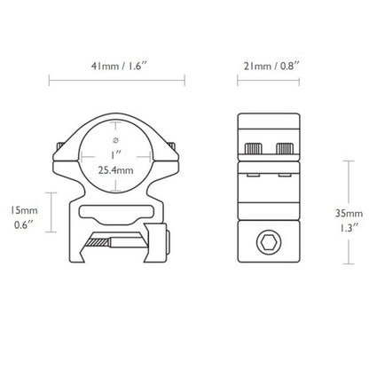 Кольца Hawke Reach Forward 1"/Weaver/High (extension 2") (22125)