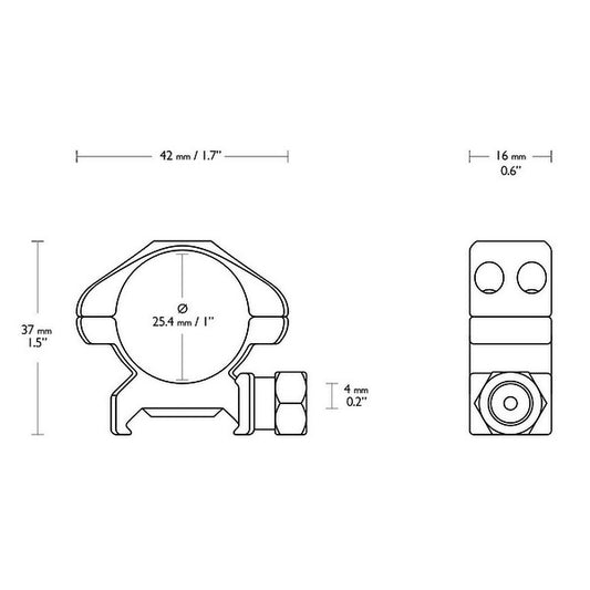 Кольца Hawke Precision 1"/Weaver/Low (23000)