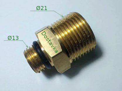 переходник 13 <-> 22 наружная резьба латунь