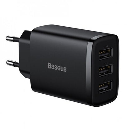 Home Charger | 17W | 3U — Baseus (CCXJ020) Compact Charger — CCXJ020101 Black