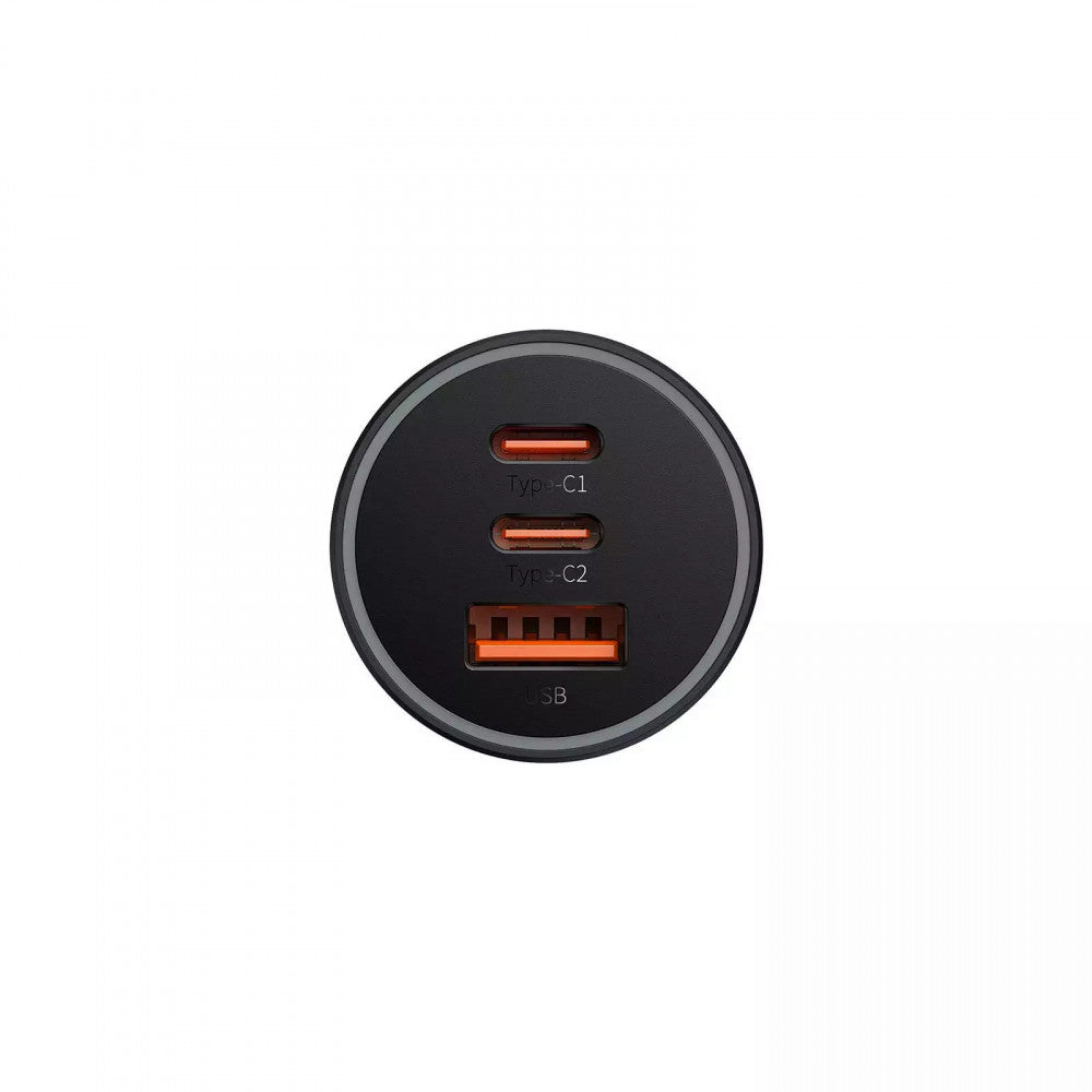 Car Charger | 65W | 1U | 2C — Baseus (CGJP0100) Golden Contactor Pro Triple Fast Charger  — CGJP010013 Dark Gray