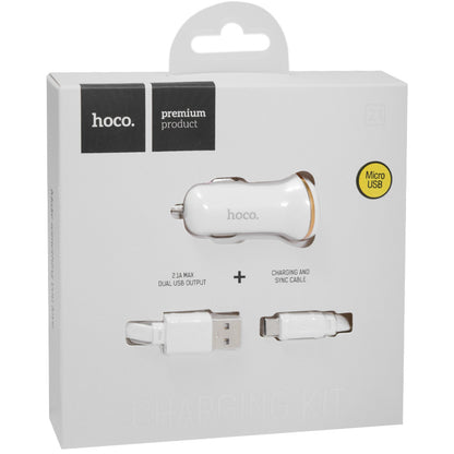 Car Charger | 2.1W | 2U | Lightning Cable (1m) — Hoco Z1 White