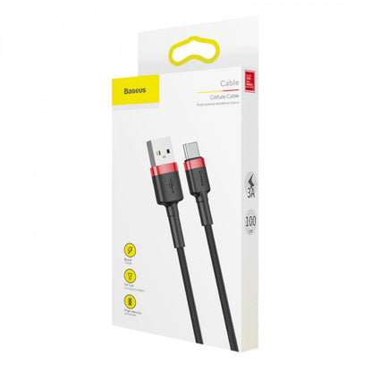 Кабель USB C 3A (0.5m) — Baseus (CATKLF-A) Cafule Series — CATKLF-A91 Red + Black