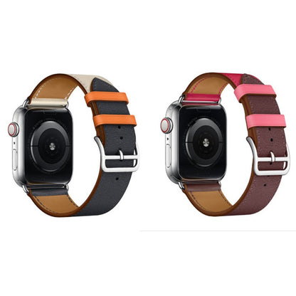 Ремінець Leather Series Hermes — Apple Watch 42 mm | 44 mm | 45 mm | 49 mm — Rose Red/Brown