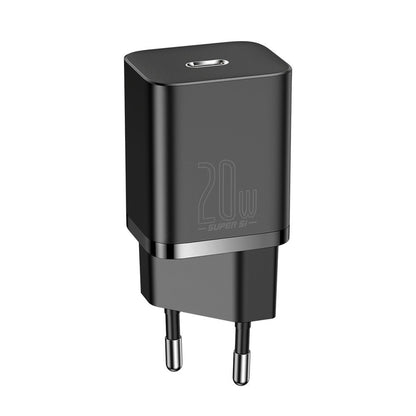 Home Charger | 20W | 1C | C to Lightning Cable (1m) — Baseus (TZCCSUP-B) Super Si Quick Charger — TZCCSUP-B01 Black