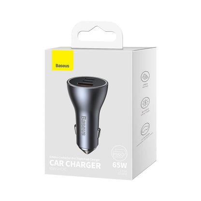 Car Charger | 65W | 1U | 2C — Baseus (CGJP0100) Golden Contactor Pro Triple Fast Charger  — CGJP010013 Dark Gray