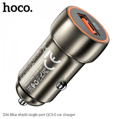 Car Charger | 18W | QC3.0 — Hoco Z46 — Metal Gray