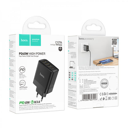 Home Charger | 45W | PD | QC3.0 — Hoco C127A — Black