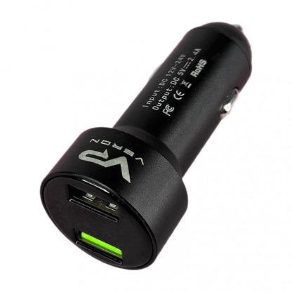 Car Charger | 2.4A | 2U — Veron C-604A with LCD Long