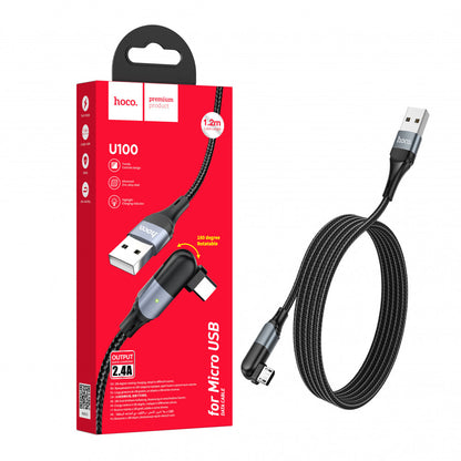 Кабель Micro 2.4A (1.2m) — Hoco U100 — Black