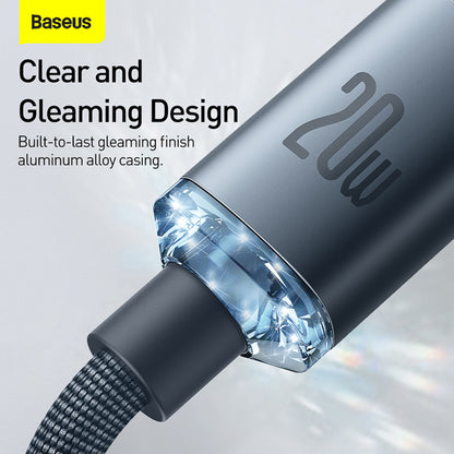 Кабель USB C to Lightning 20W (1.2m) — Baseus (CAJY0002) Crystal Shine Series — CAJY000201 Black