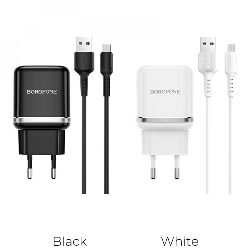 Home Charger | 18W | QC3.0 | Micro Cable (1m) — Borofone BA36A — Black