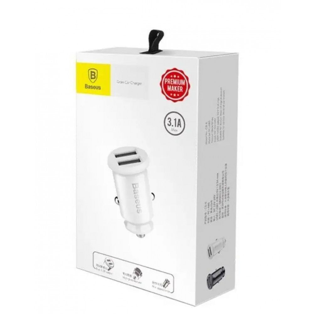 Car Charger | 15.5W | 2U — Baseus (CCALL-ML) Grain — CCALL-ML02 White