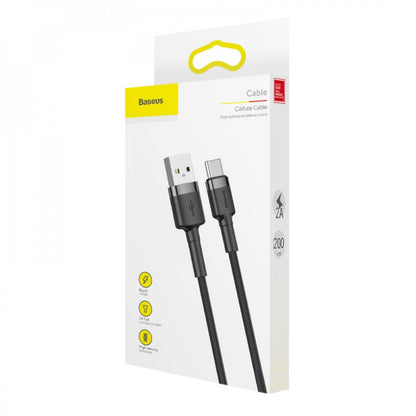 Кабель USB C 3A (0.5m) — Baseus (CATKLF-A) Cafule Series — CATKLF-AG1 Gray + Black