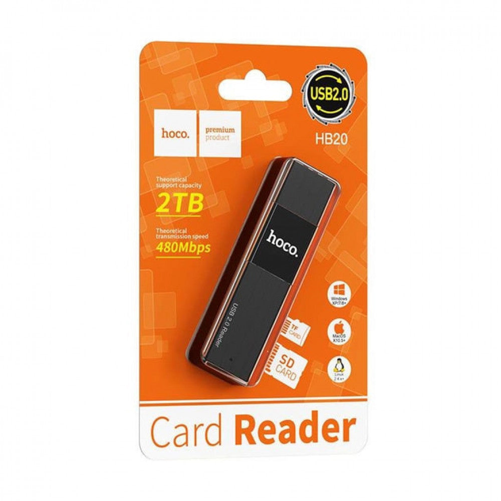 Card Reader — Hoco HB20 (USB2.0)  — Black