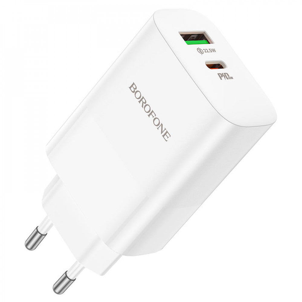 Home Charger | 65W | PD | QC3.0 | C to C Cable (1m) — Borofone BN10 — White