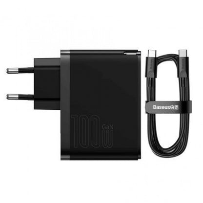 Home Charger | 100W | GaN5 | 1U | 1C | C to C Cable (1m) — Baseus (CCGP090) Pro Fast Charger — CCGP090201 Black