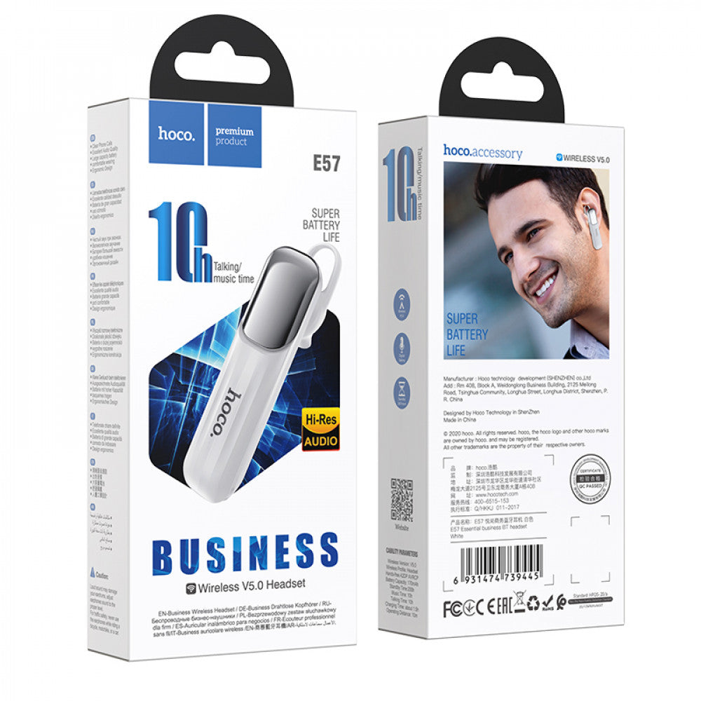 Bluetooth Headset — Hoco E57 — White