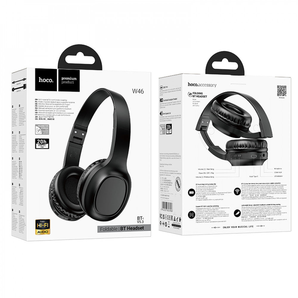 Bluetooth Headphones  — Hoco W46 — Black