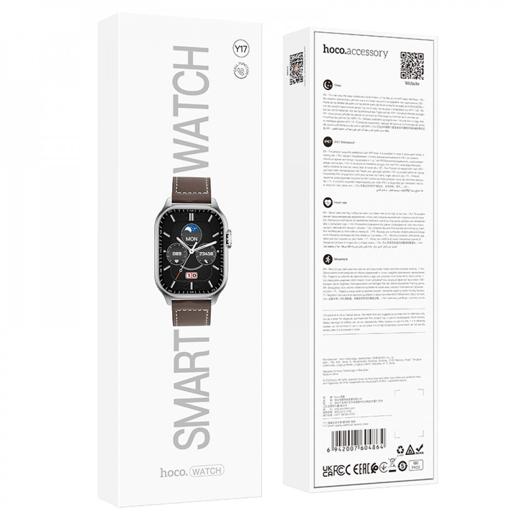 Smart Sports Watch (Call Version) — Hoco Y17 — Silver