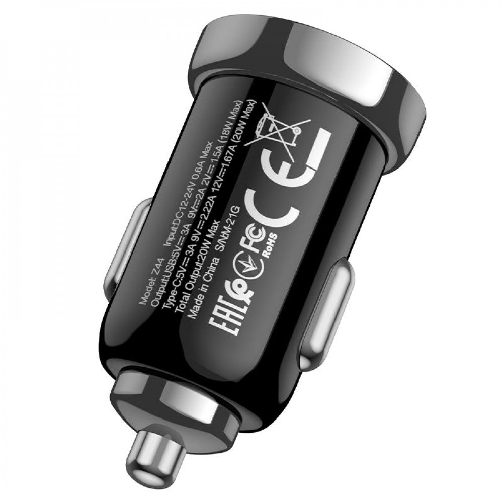 Car Charger | 20W | PD | QC3.0 — Hoco Z44 — Black