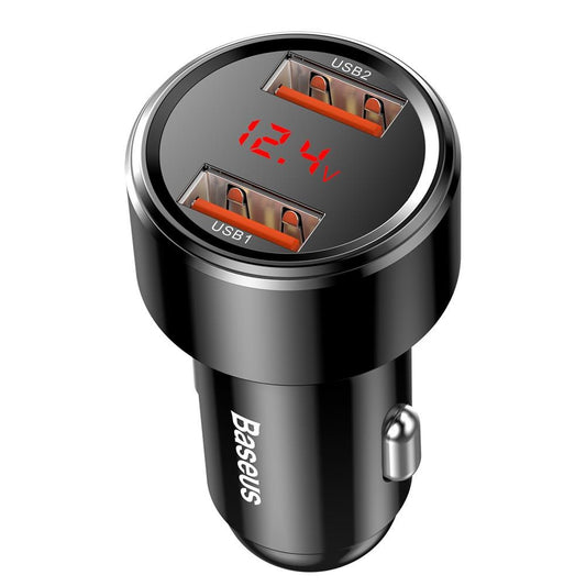 Car Charger | 45W | 2U | Digital Display — Baseus (CCMLC20A) Magic Series Dual QC  for intelligent quick charging — CCMLC20A-01 Black