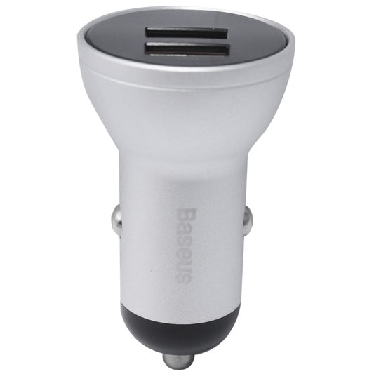 Car Charger | 24W | 2U | Digital Display — Baseus (CCBX-0S) Silver — CCBX-0S Silver