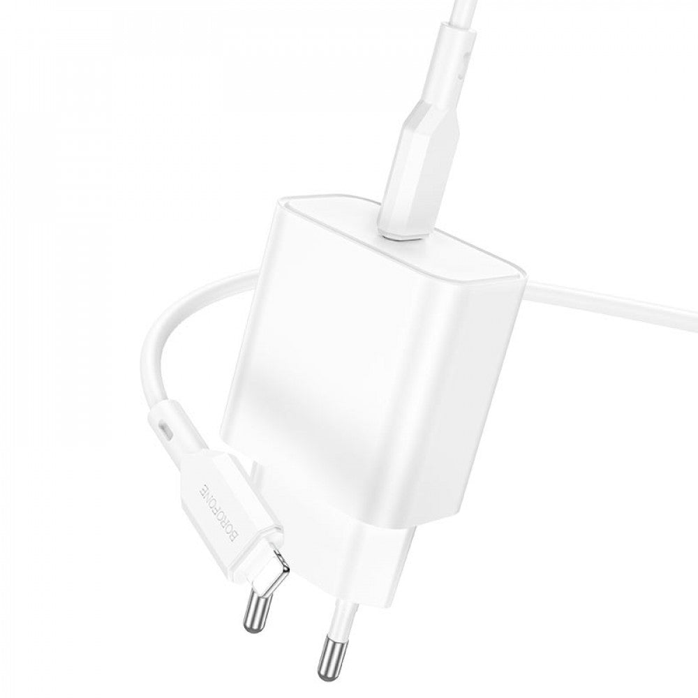 Home Charger | 20W | PD | C to Lightning Cable (1m) — Borofone BA71A — White