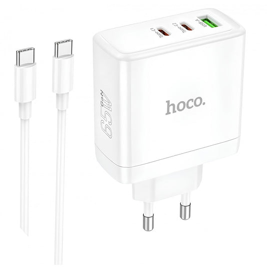 Home Charger | 30W | PD | QC3.0 | C to C Cable (1m) — Hoco N30 — White