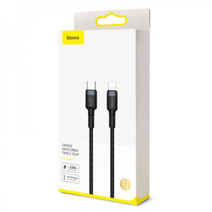 Кабель USB C to Lightning 18W PD (1m) — Baseus (CATLKLF) Cafule Series — CATLKLF-G1 Gray & Black