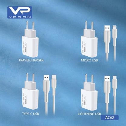 Home Charger | 2.4A | 2U | USB C Cable (1m) — Veron AC62C