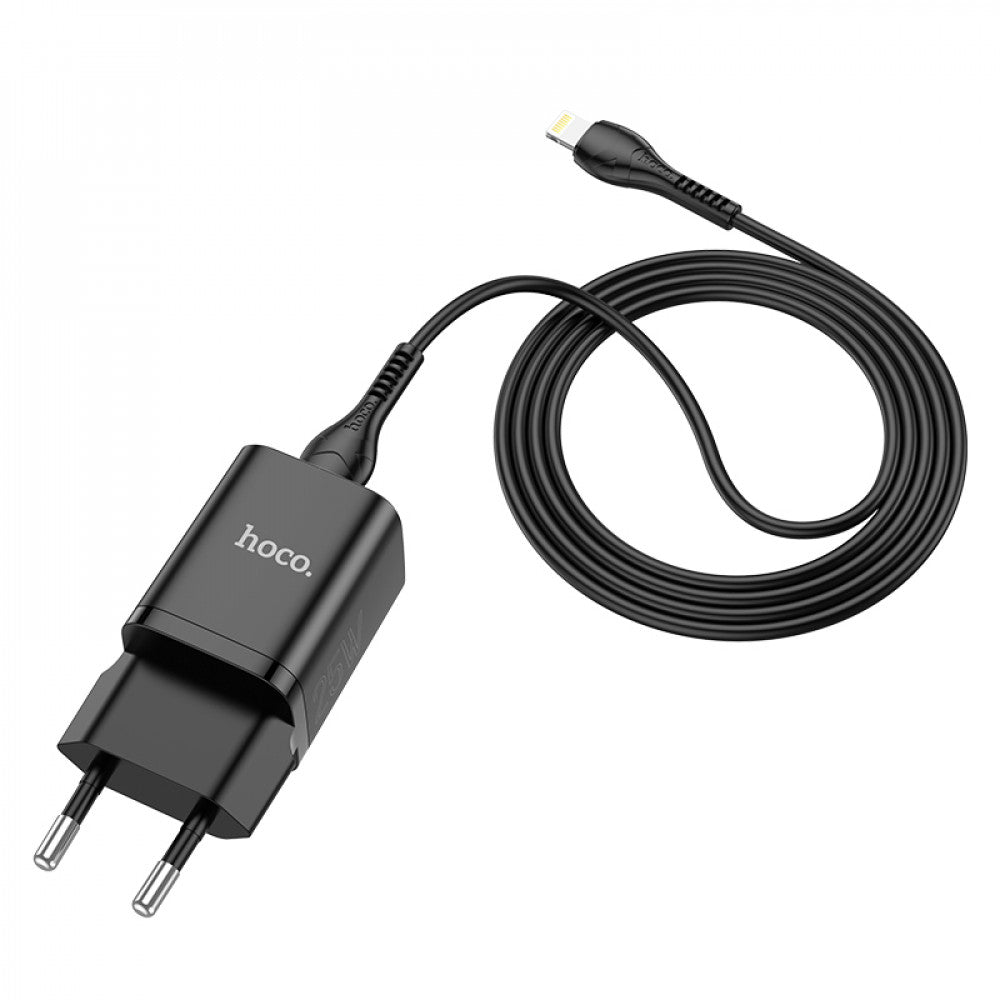 Home Charger | 25W | PD3.0 | C to Lightning Cable (1m) — Hoco N19 — Black