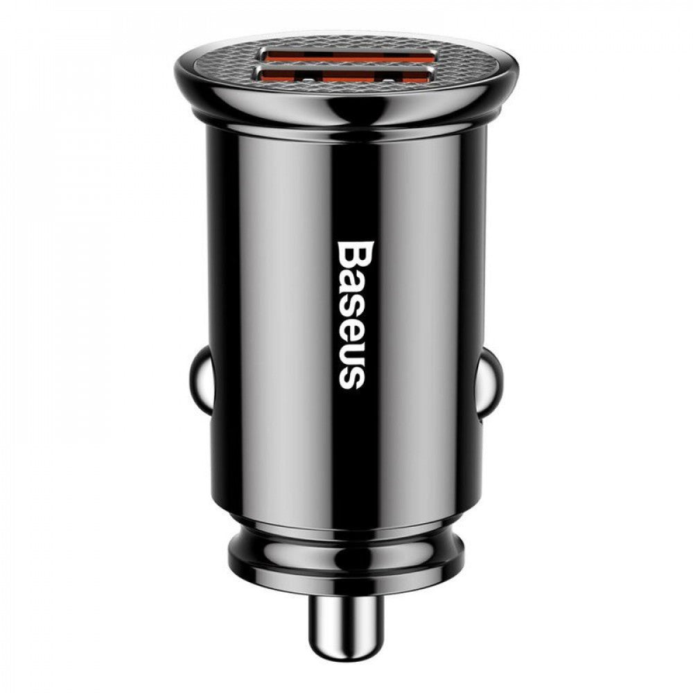 Car Charger | 30W | 2U — Baseus (CCALL-YD01) Circular Plastic A+A Dual QC3.0 Quick Black