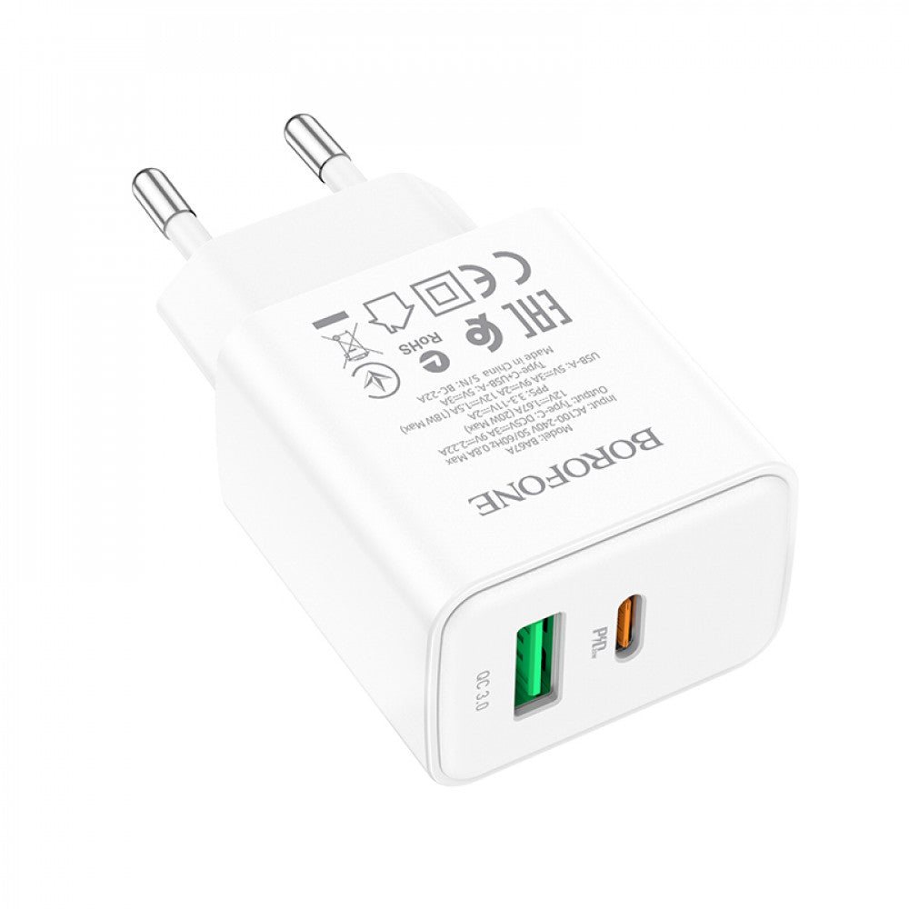 Home Charger | 20W | PD | QC3.0 — Borofone BA67A — White