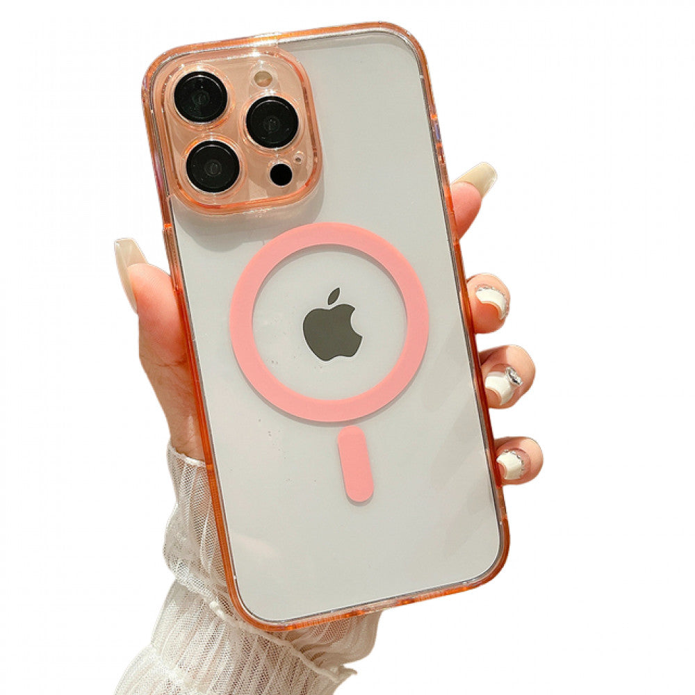 Clear Magnetic TPU+PC Case — iPhone 15 Pro — Pink