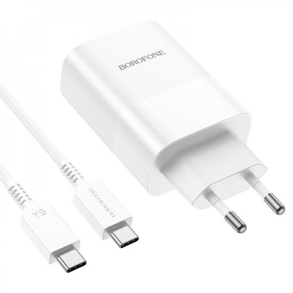 Home Charger | 65W | PD | QC3.0 | C to C Cable (1m) — Borofone BN10 — White