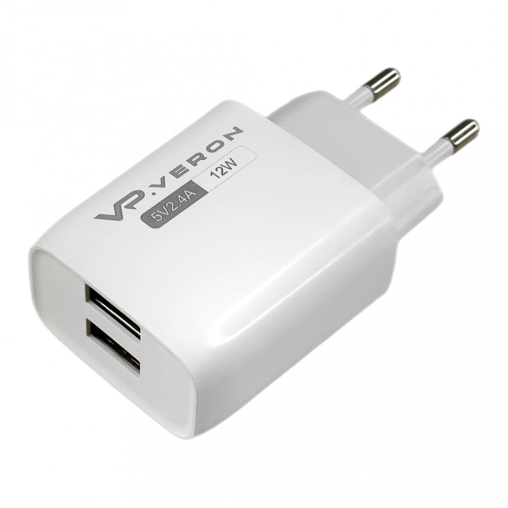 Home Charger | 2.4A | 2U | USB C Cable (1m) — Veron AC62C