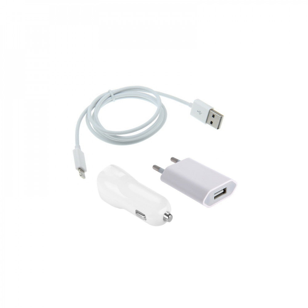 Home & Car Charger & Lightning Cable 2.1A 1U — Apple 3 in 1 DLS-T27 White