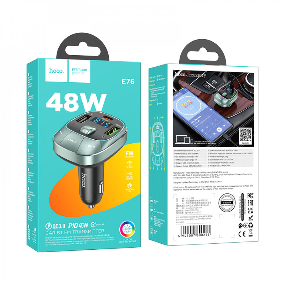 FM Transmitter — Hoco E76 Pole PD45W+QC3.0 — star space